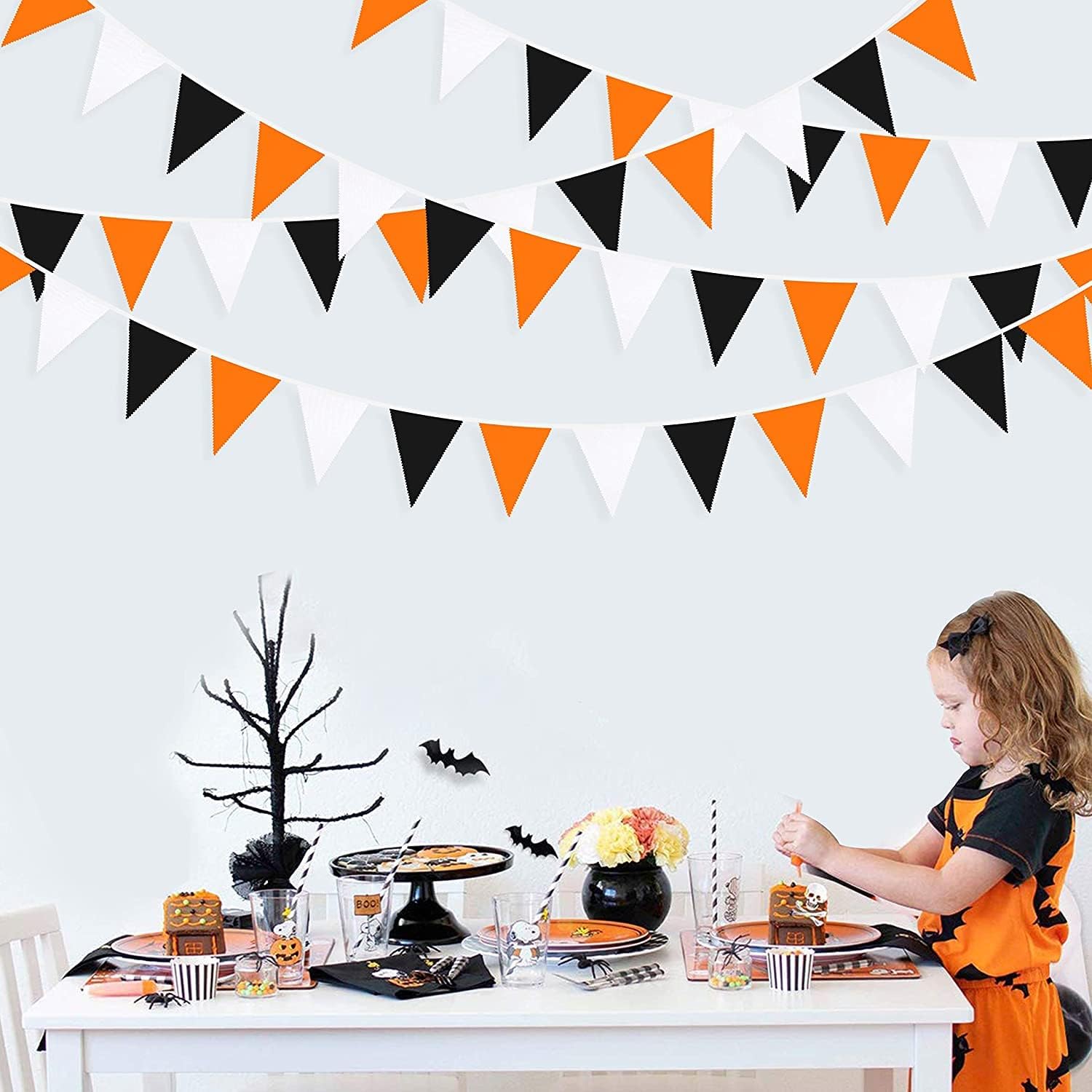 32 Ft Orange Black White Graduation Party Bunting Banner Garland