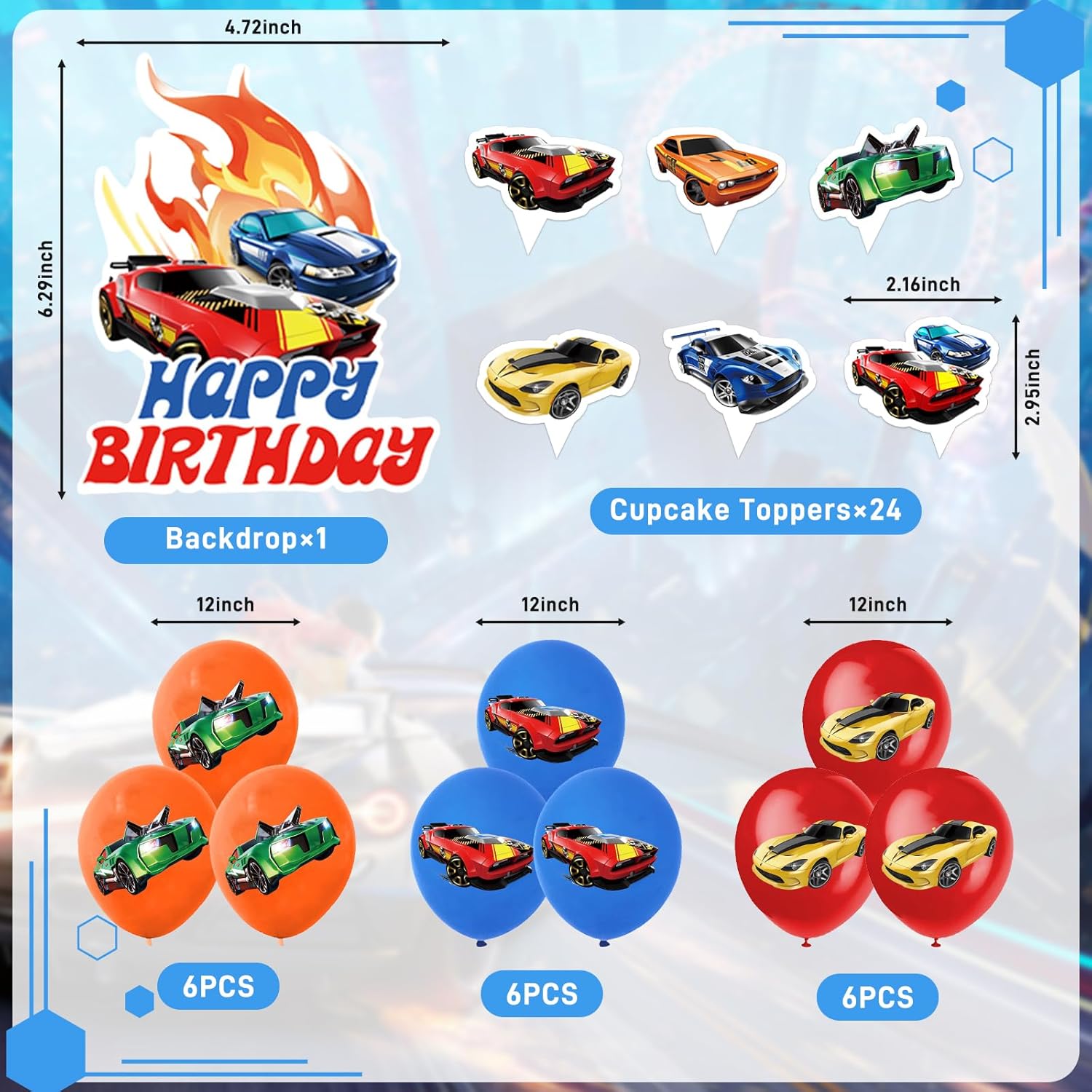 51 Pcs Racing Car Party Decorations for Kids Birthday