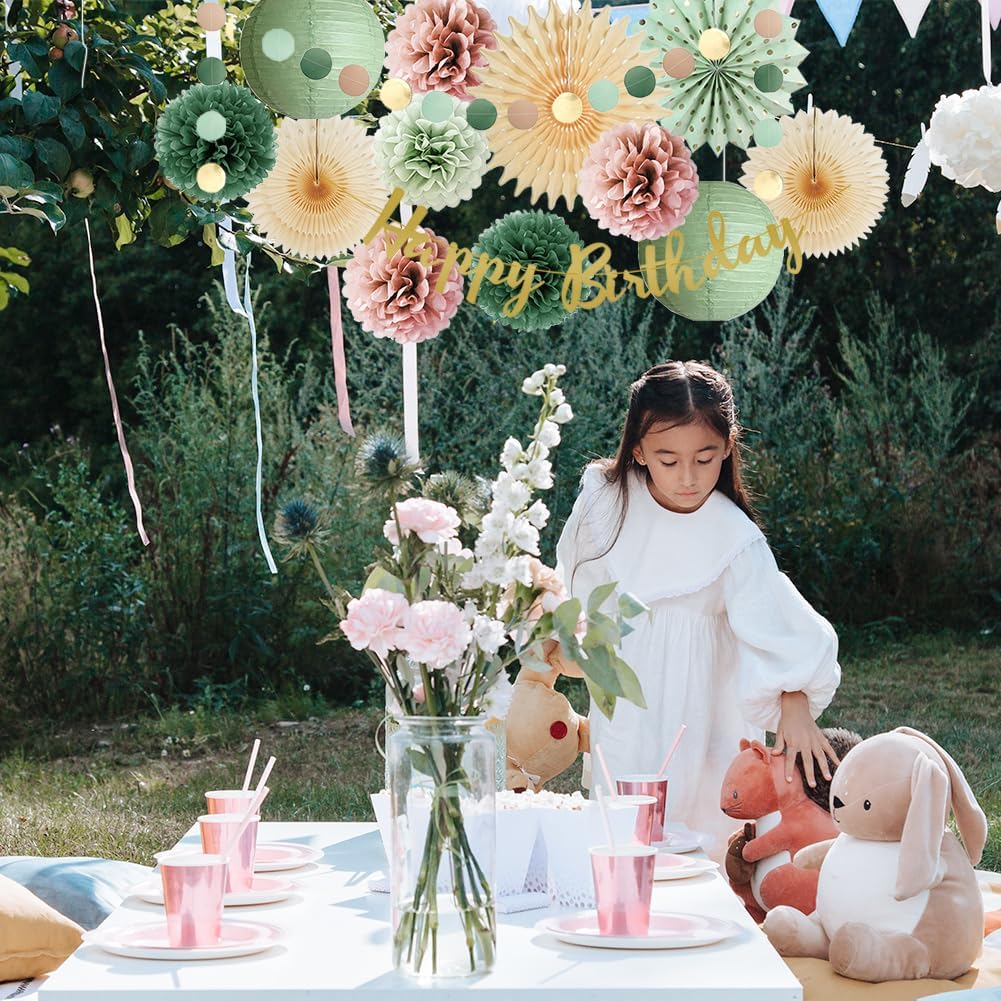 Sage Green and Dusty Pink Birthday Decor Kit
