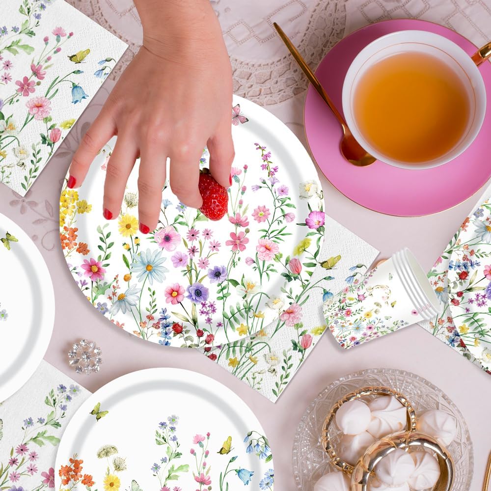 40 Pcs Wildflower Plates and Napkins Party Kit