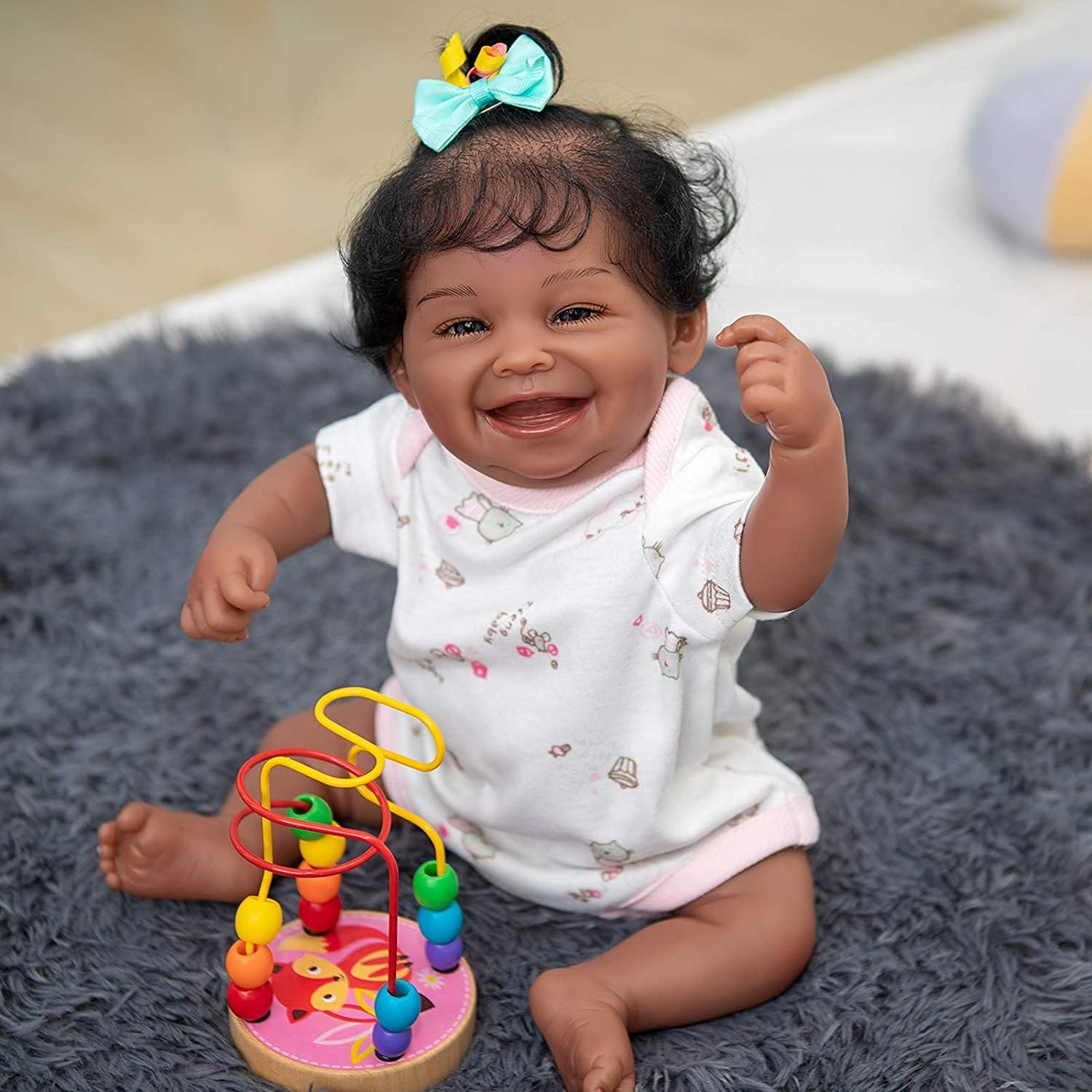 Ecomgoo 20 Inch Reborn Baby Doll Black Realistic Laughing