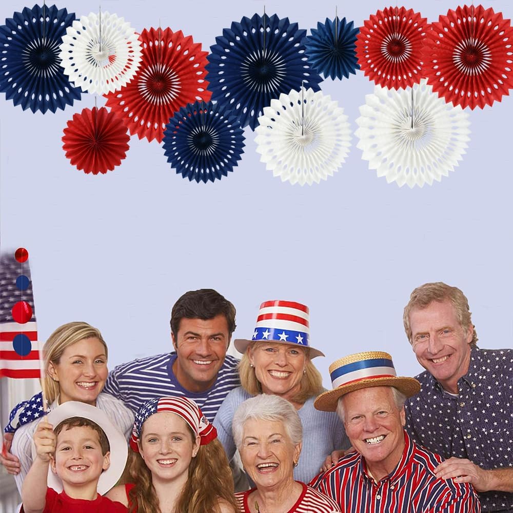 BEISHIDA Patriotic Tissue Paper Fan Garland 11packs