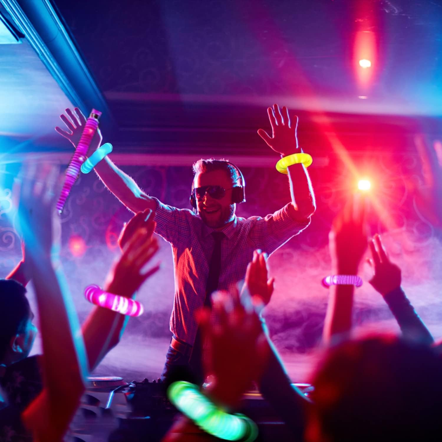 Jishi Light Up Pop Tubes LED Glow Sticks 8-Pack
