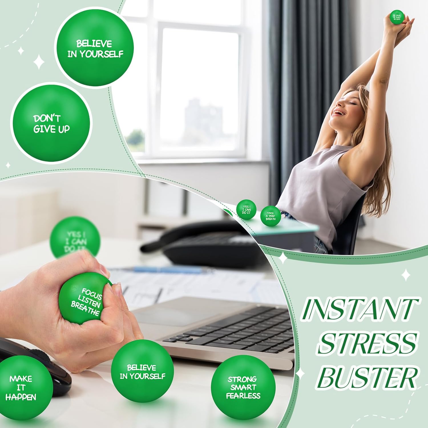 Shappy 72 Pcs Stress Relief Therapy Fidget Balls with Quotes