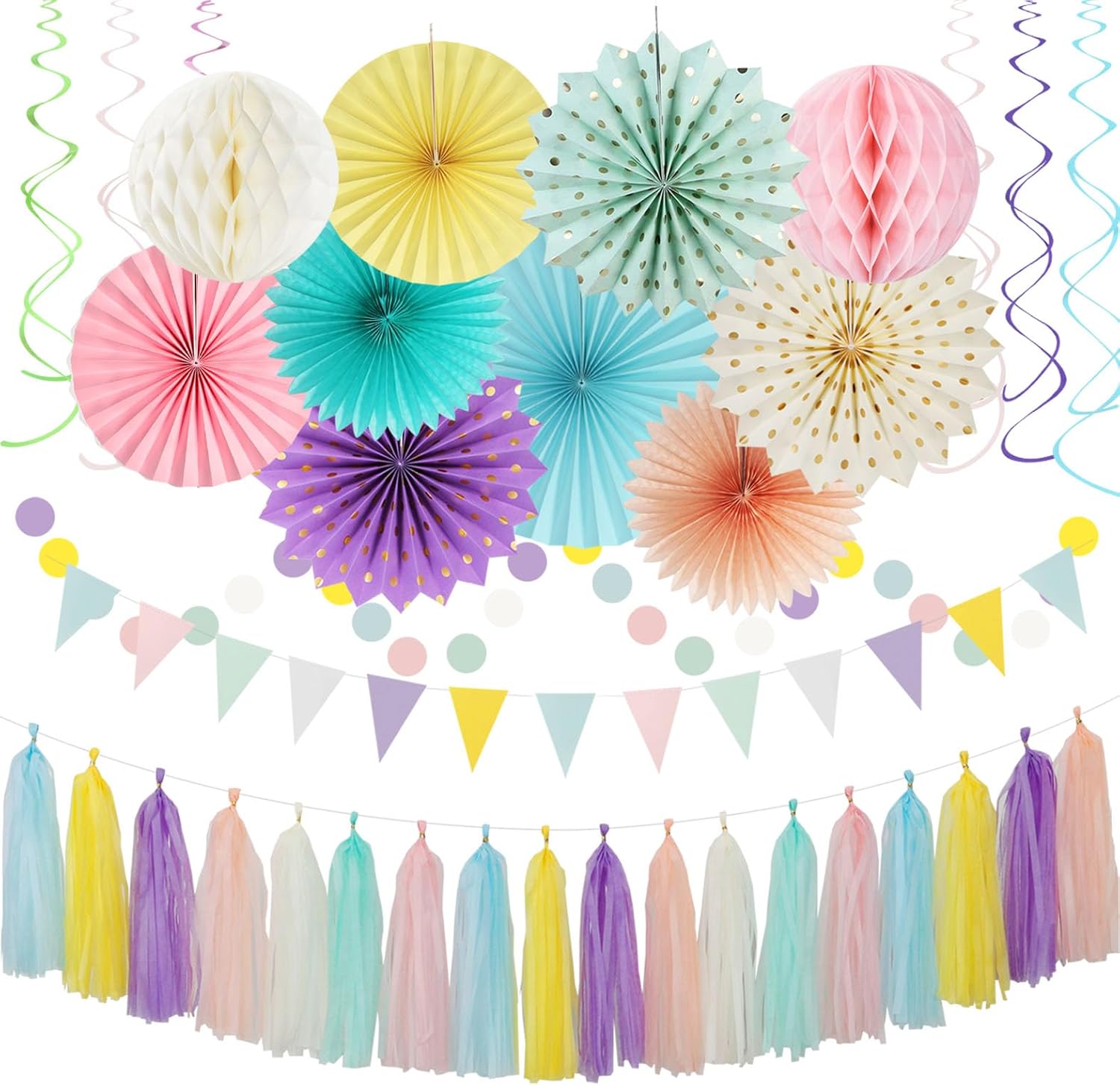 Pastel Rainbow Party Decorations 33pcs Kit