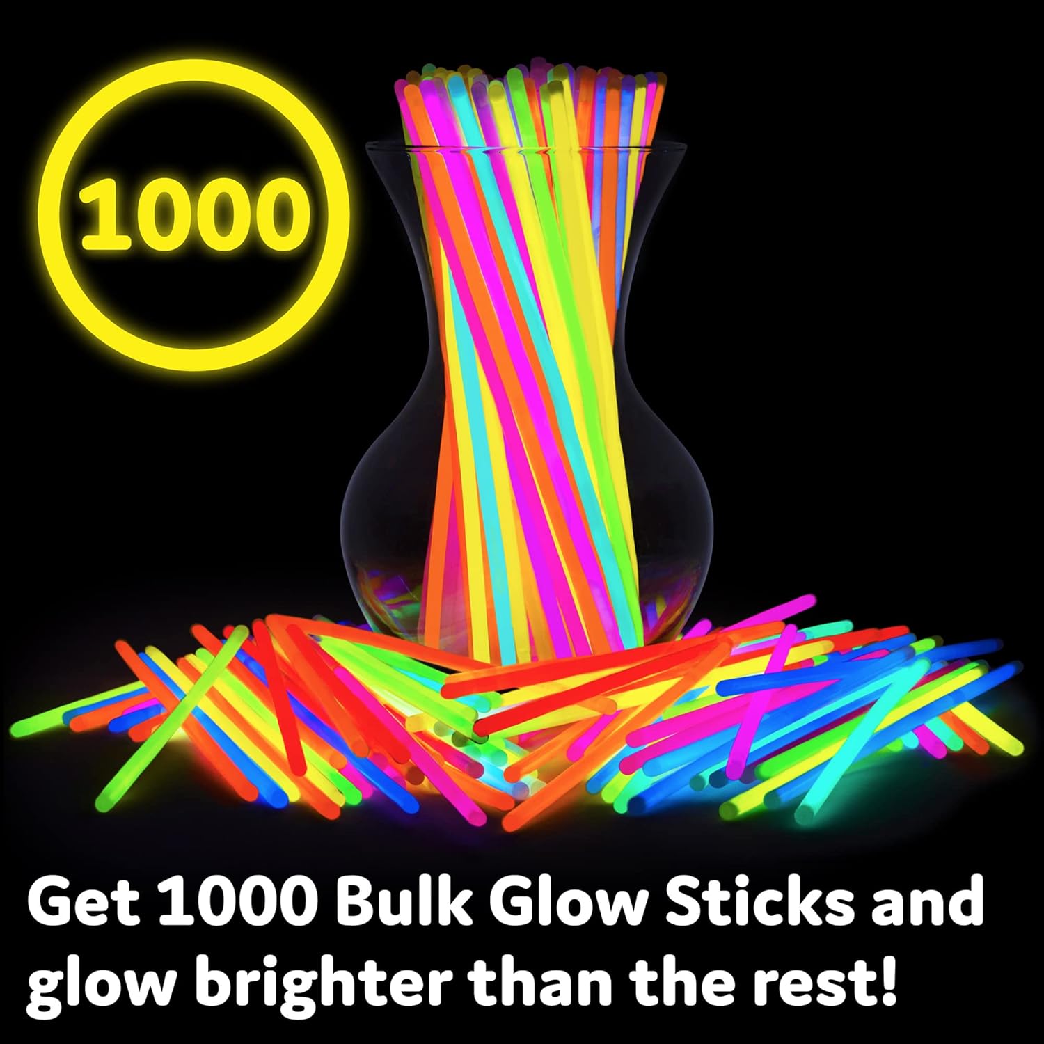 PartySticks 1000 Pack Glow in the Dark Light Up Sticks