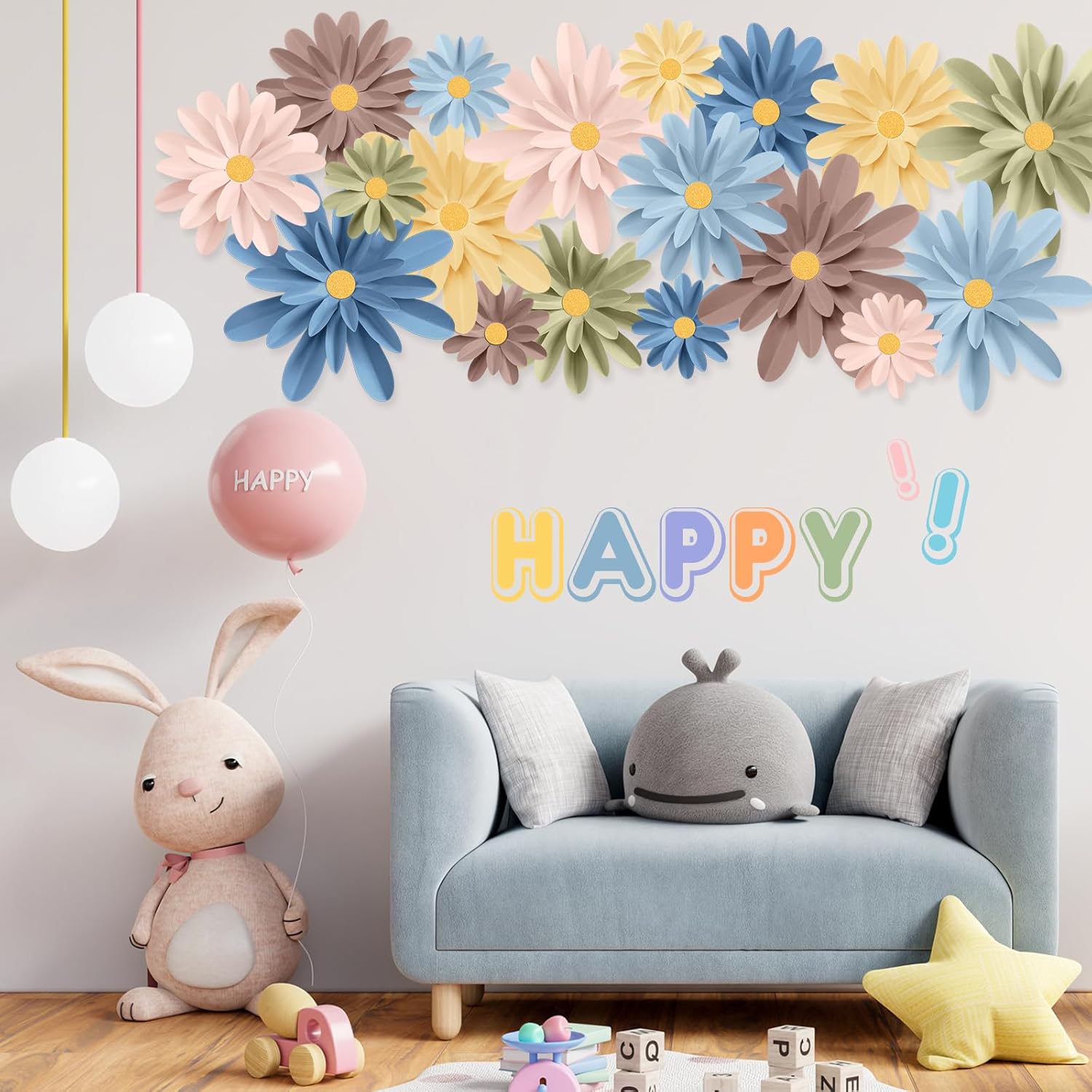 MotiMind 18 Pcs 3D Fiesta Floral Bulletin Board Decor