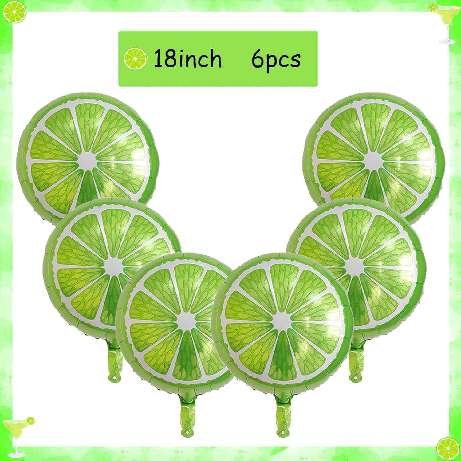 10Pcs Margarita Lime Mylar Balloons Set for Party Decorations