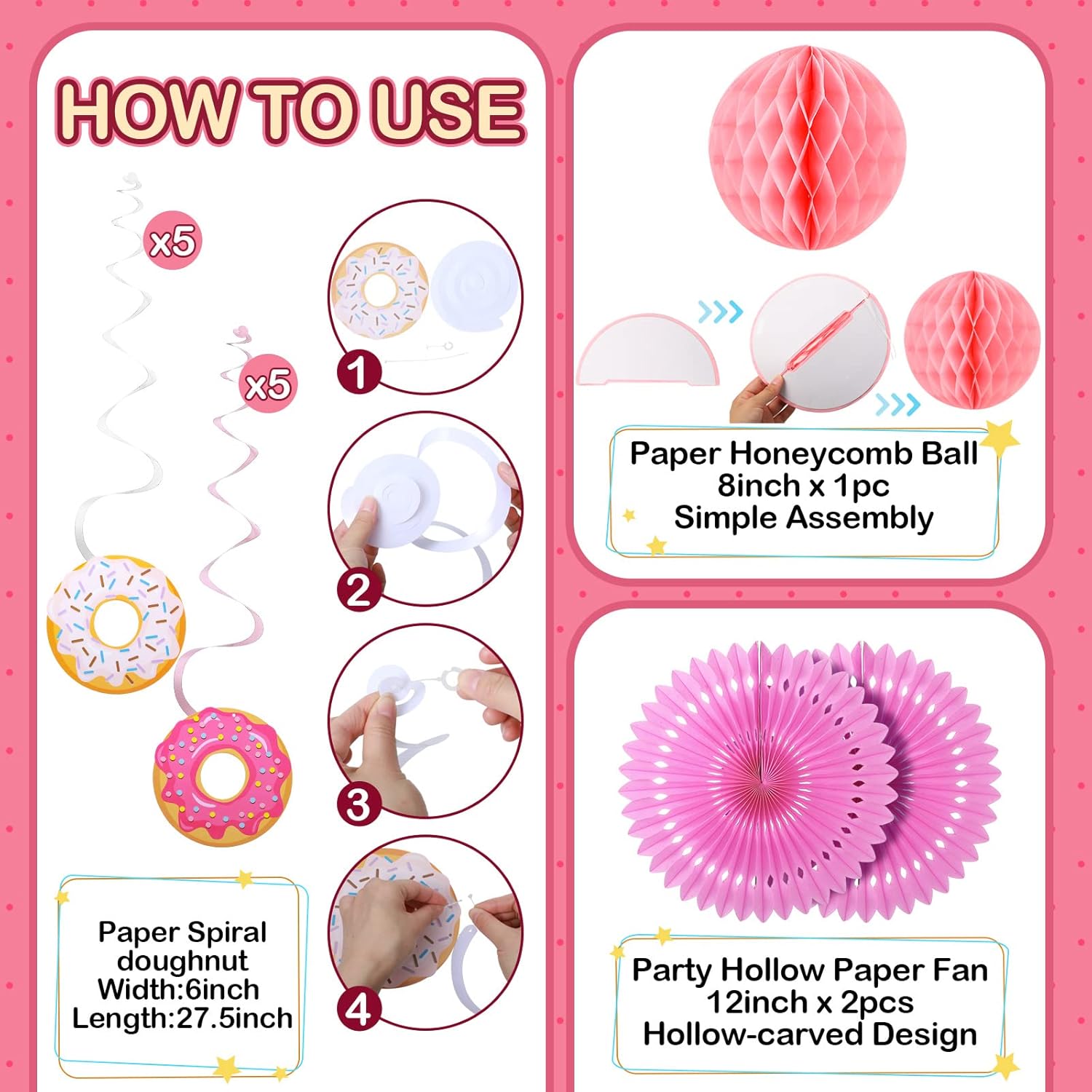 Hortsun 19 Pcs Donut Birthday Party Decorations