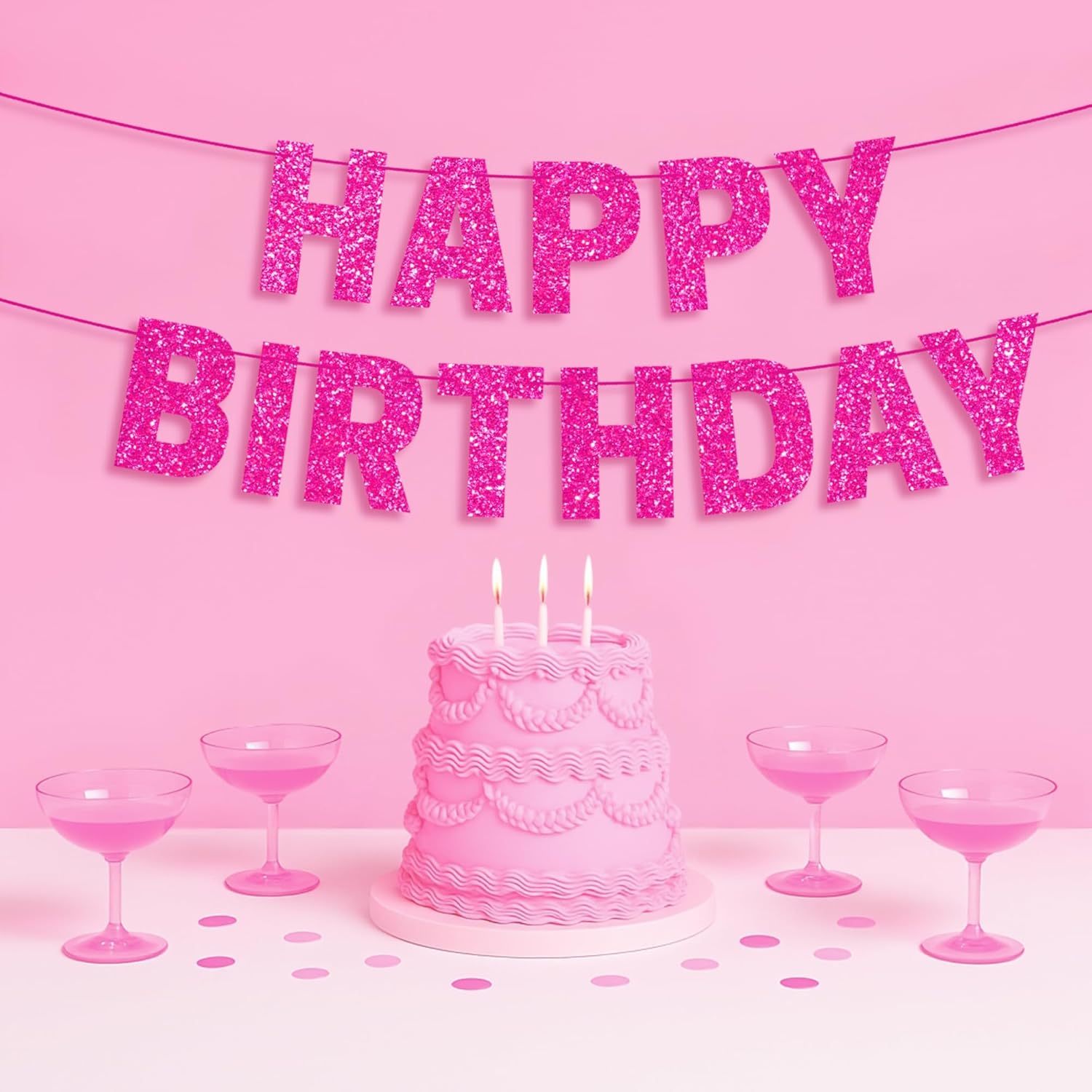 Prestrung Happy Birthday Banner with Glitter
