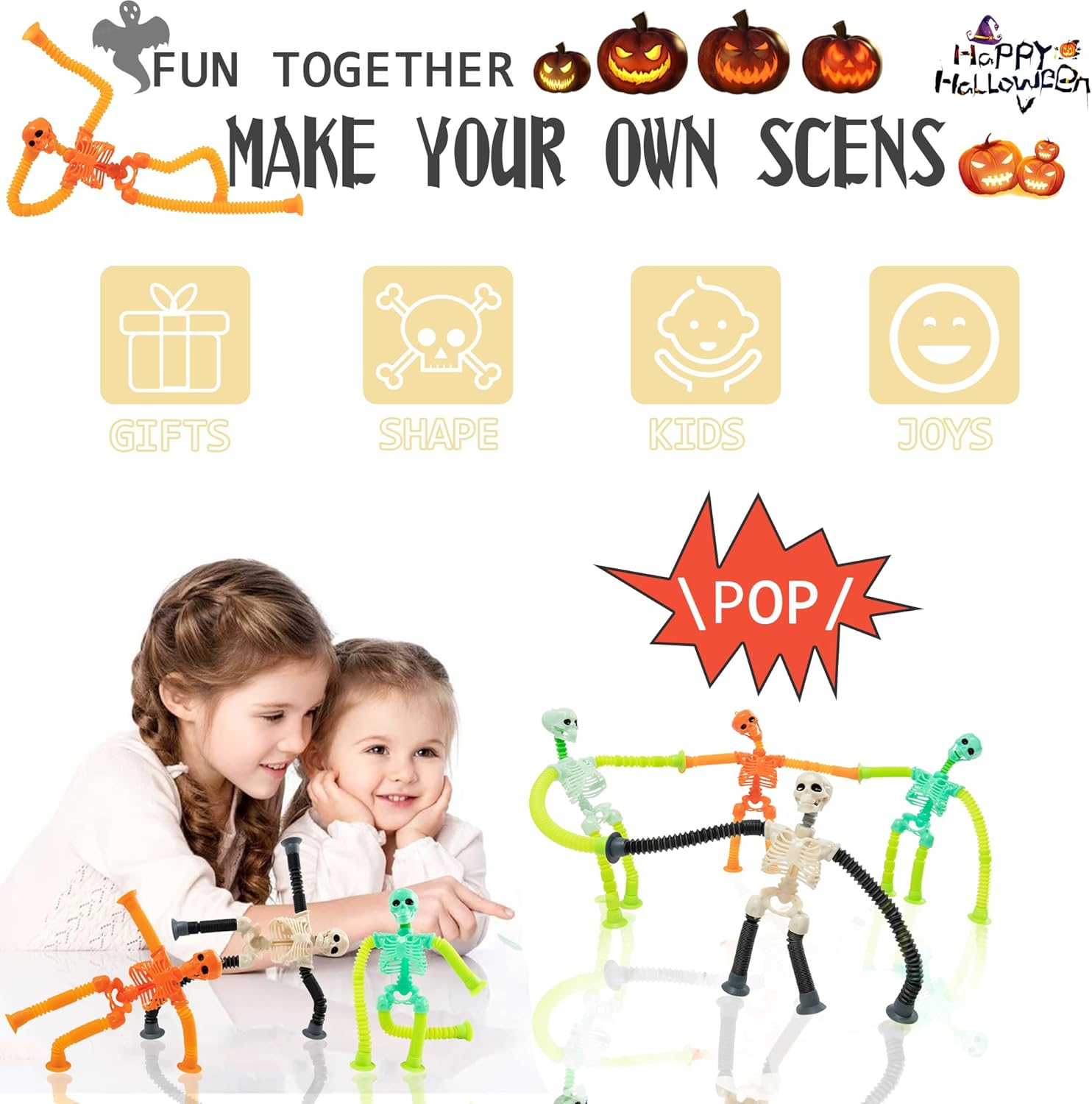4 Pack Stretchy Skeleton Fidget Toys for Kids