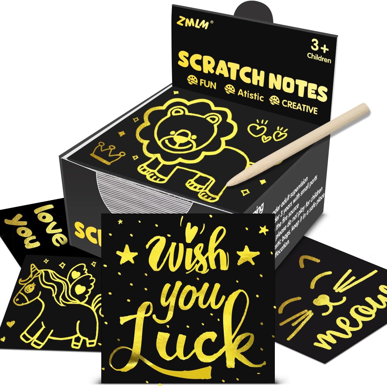ZMLM Gold Scratch Art Notes 160 Pcs Mini Party Favors