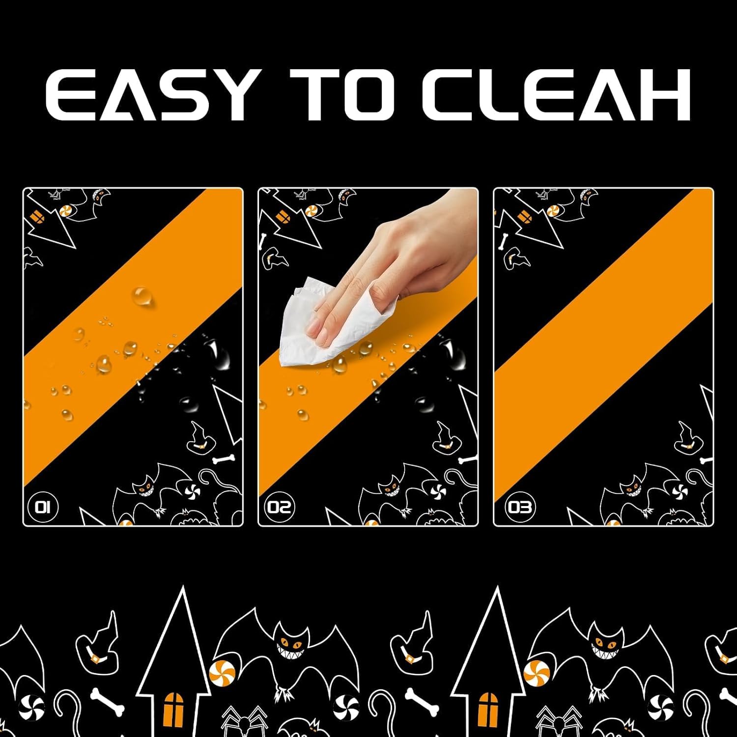 Childom 3 Pack Halloween Tablecloths 54x108 Inches