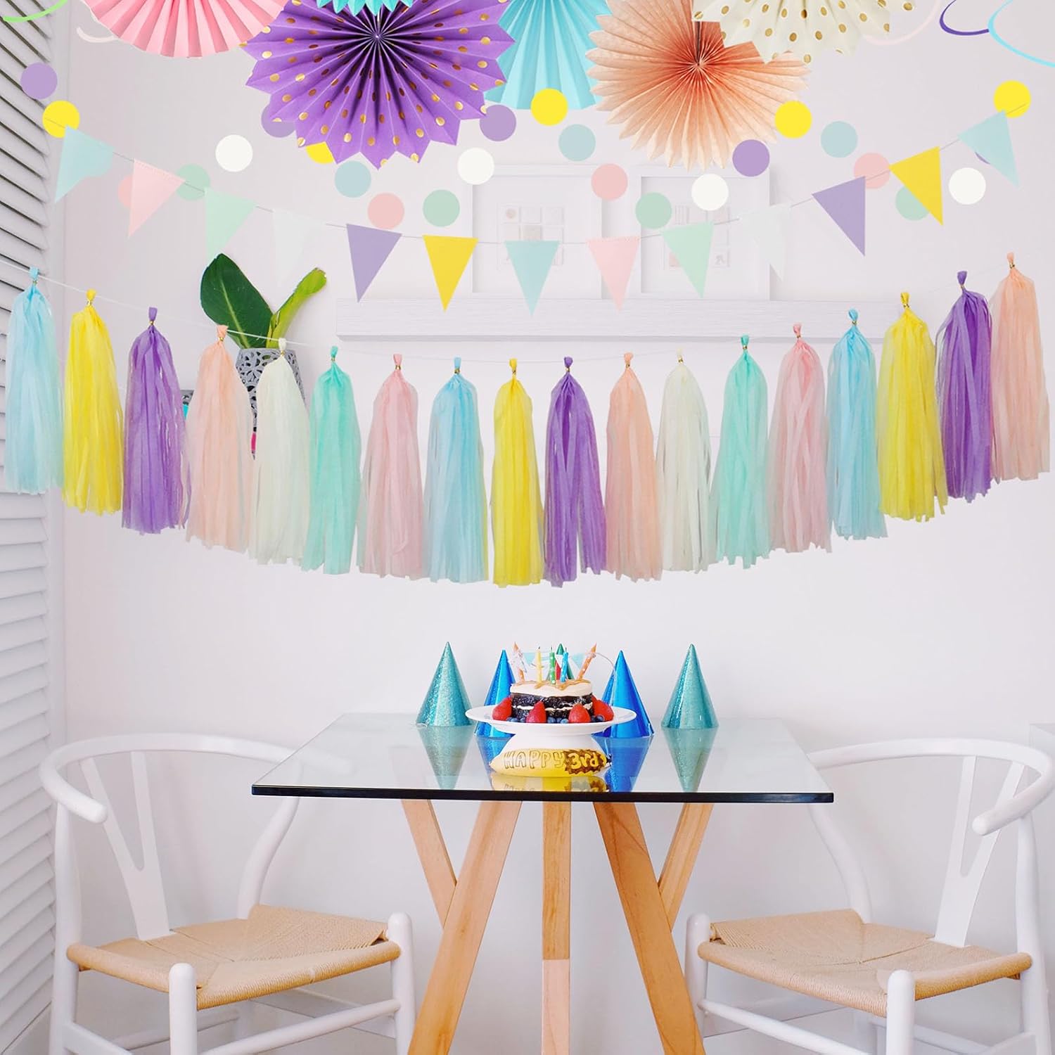 Pastel Rainbow Party Decorations 33pcs Kit
