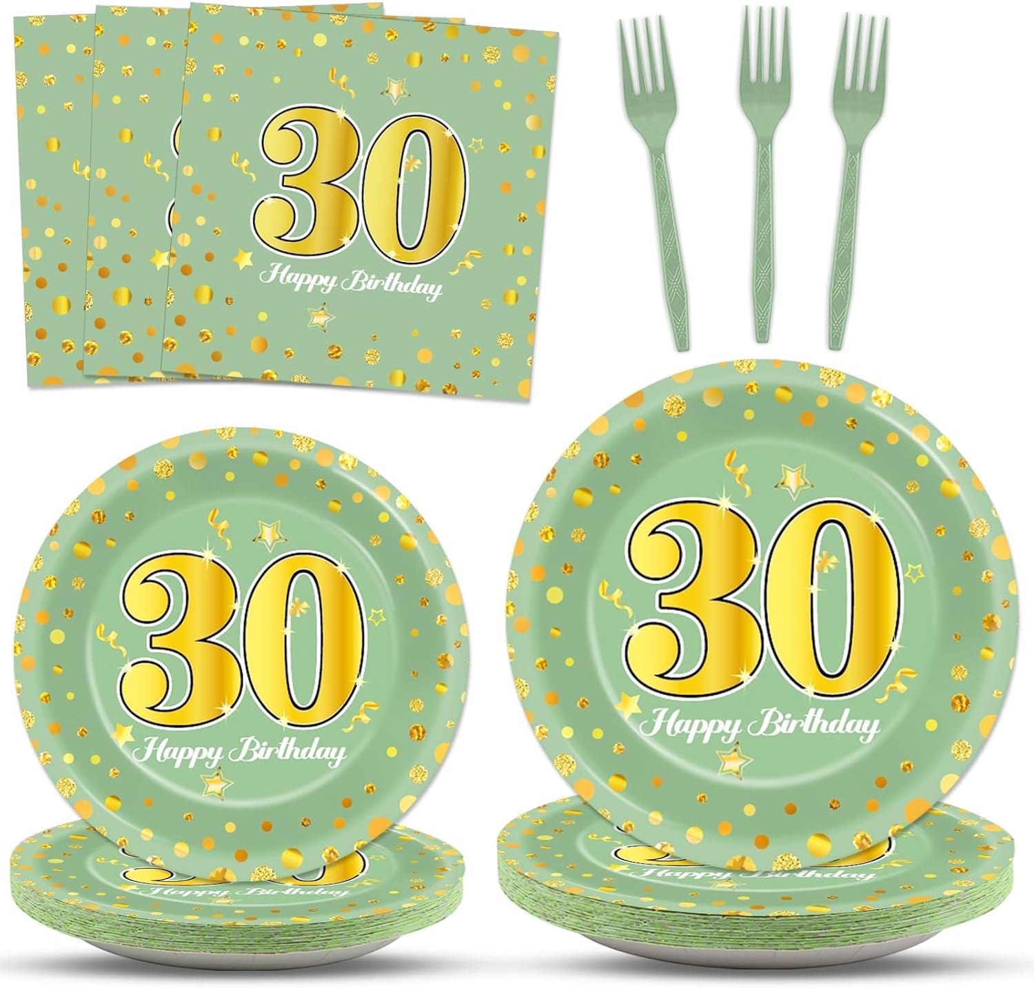 CHUNNIN 96Pcs 30th Birthday Plates Napkins Set for 24 Guests