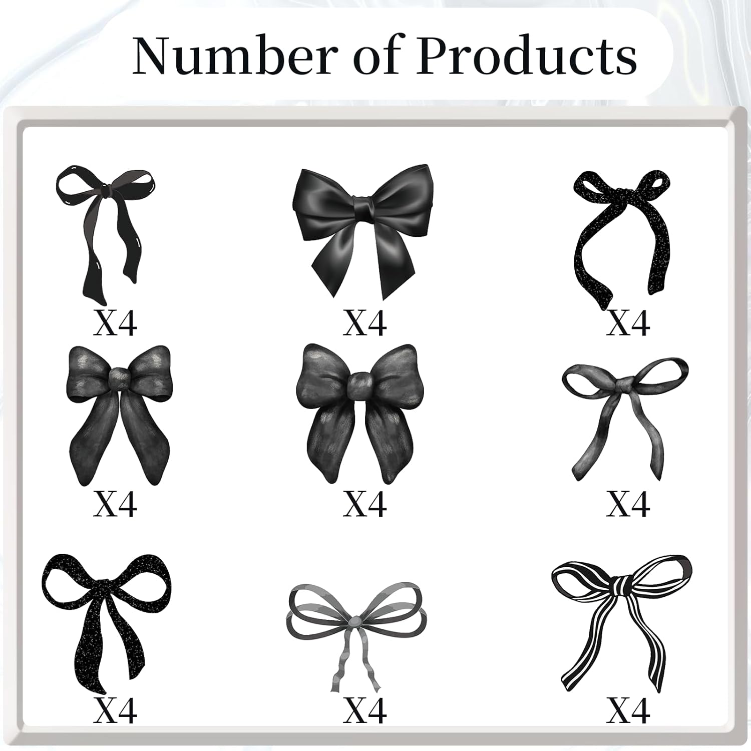 Coquete Black Bow Cupcake Toppers 36PCS