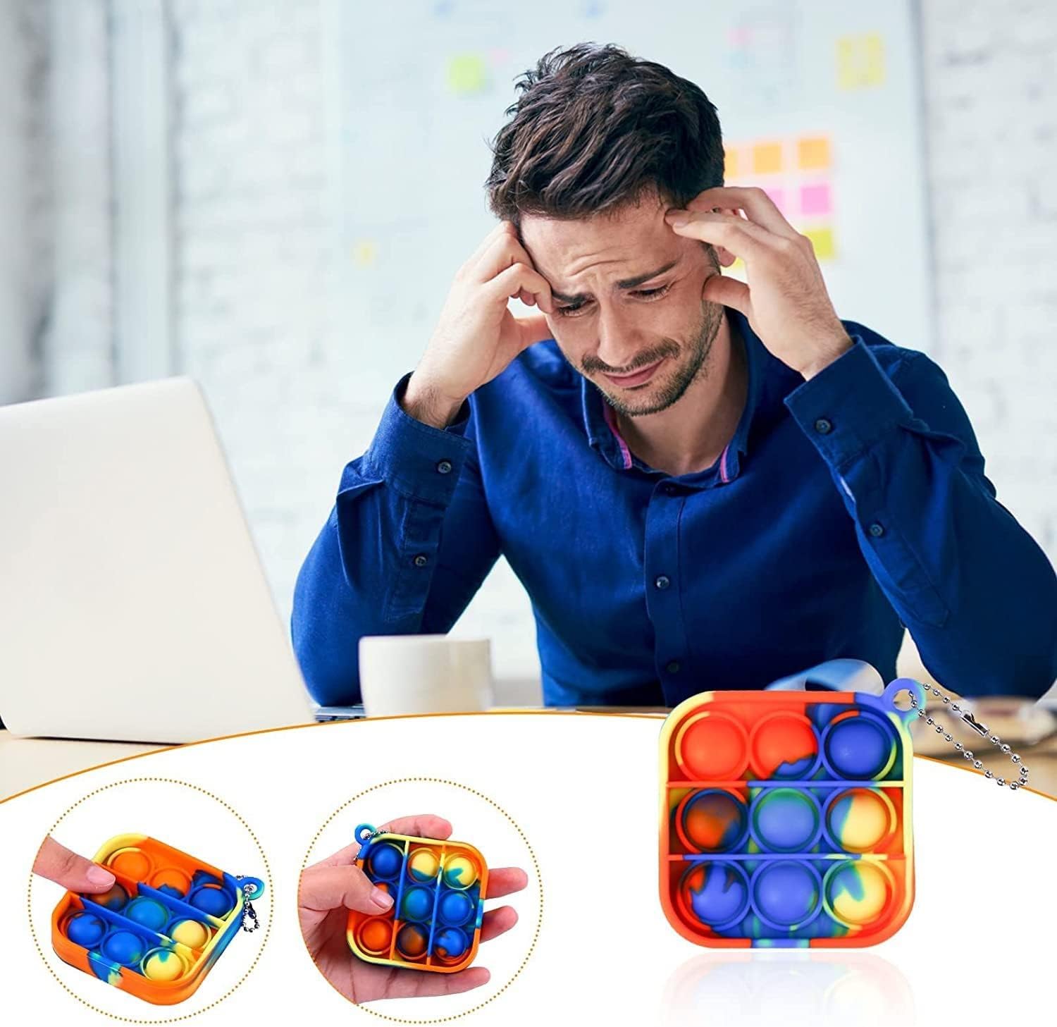 BicMan 36pcs Mini Pop Keychain Fidget Toy Pack