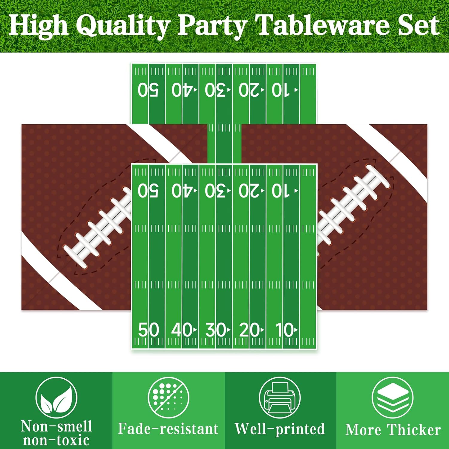 Football Party Supplies Kit Serve 50