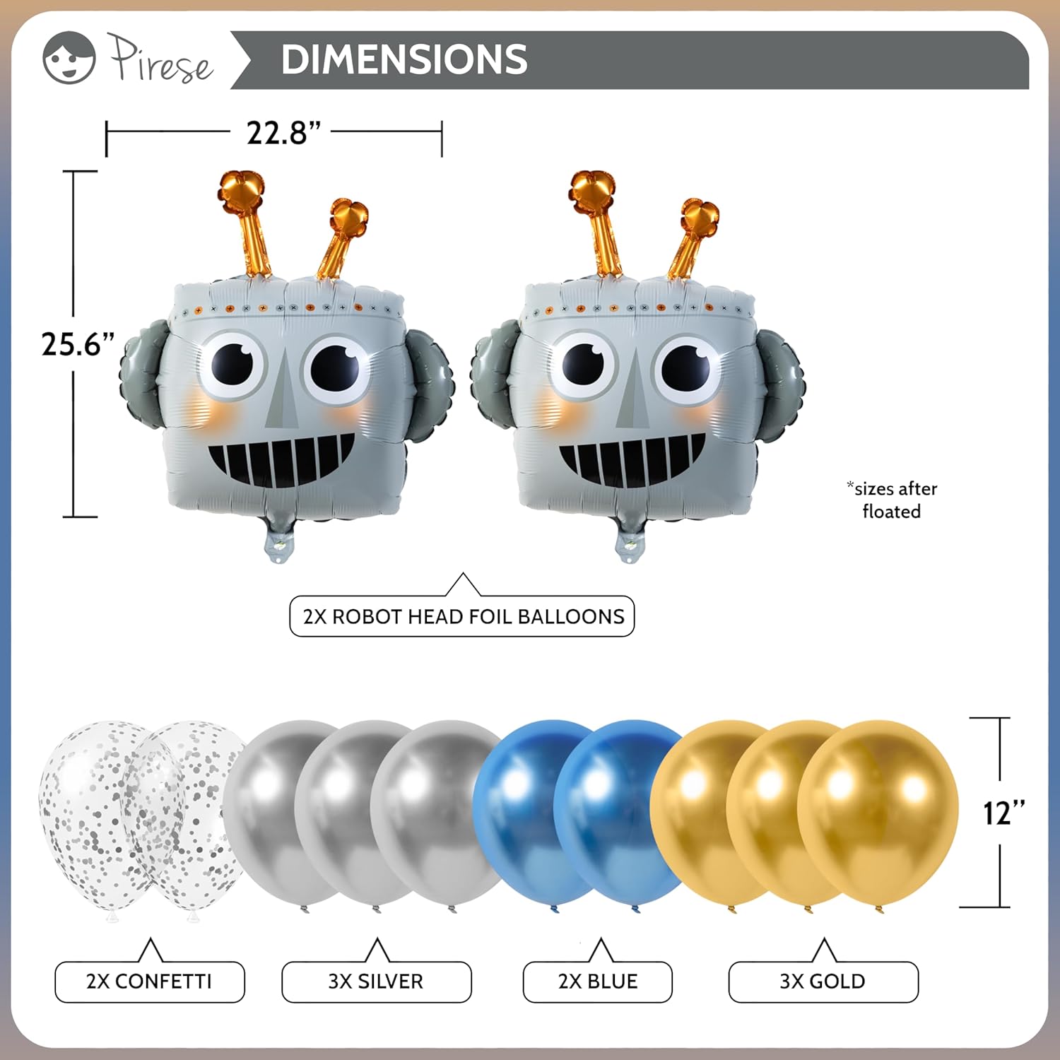 Pirese Robot Birthday Decor Banner