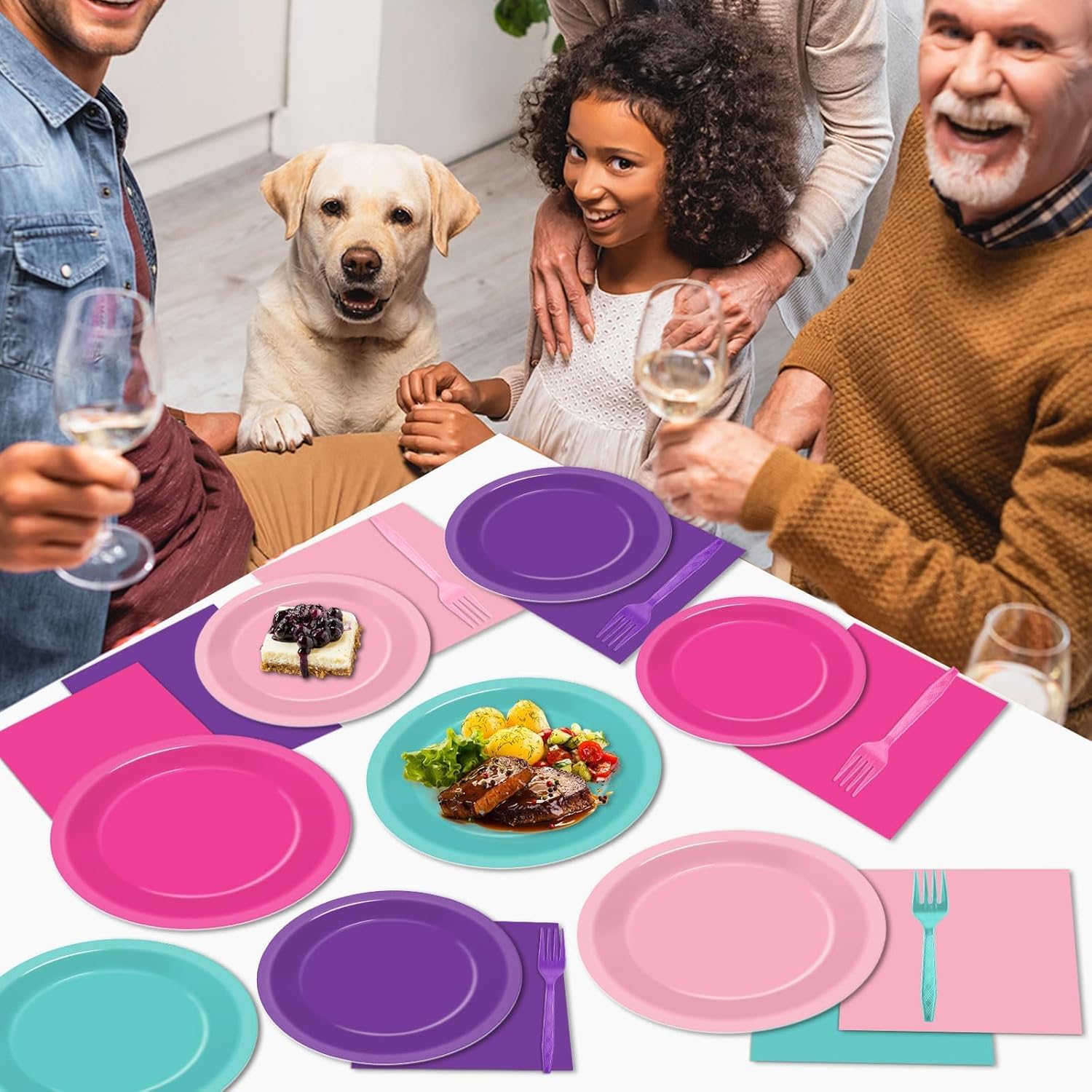 96 PCS Colorful Dog Birthday Party Tableware Set