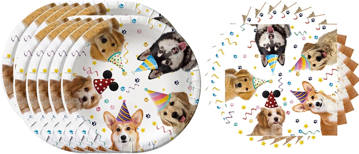 Dog Birthday Party Supplies 20 Plates and 20 Napkins