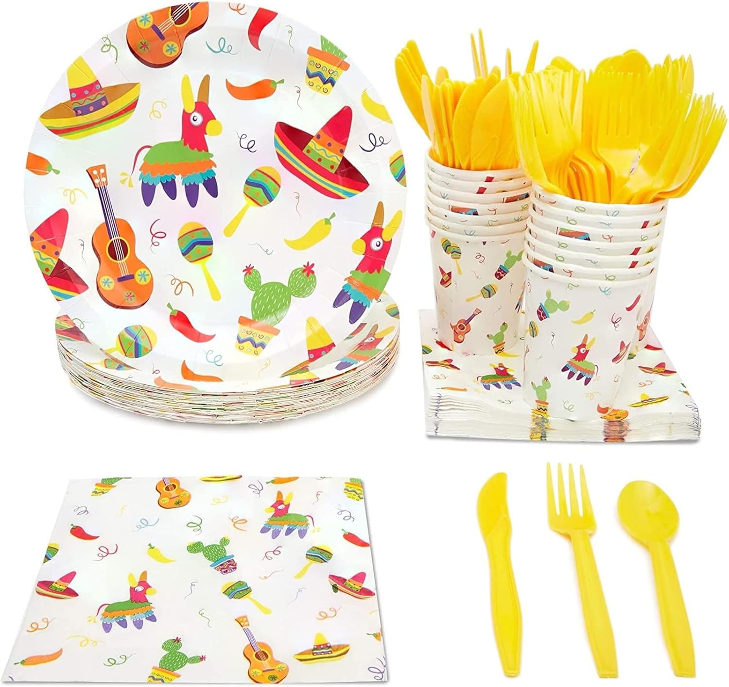 BLUE PANDA 144 Piece Fiesta Dinnerware Set Serves 24