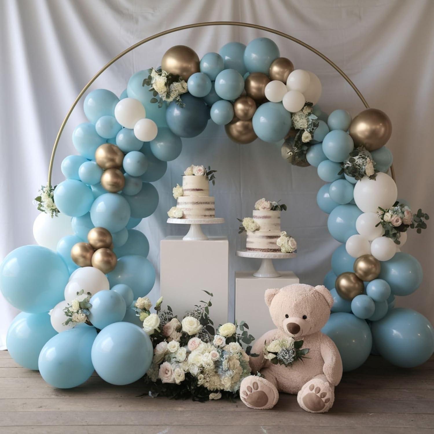 50 Pcs Blue Gold Balloons Set for Party Decorations