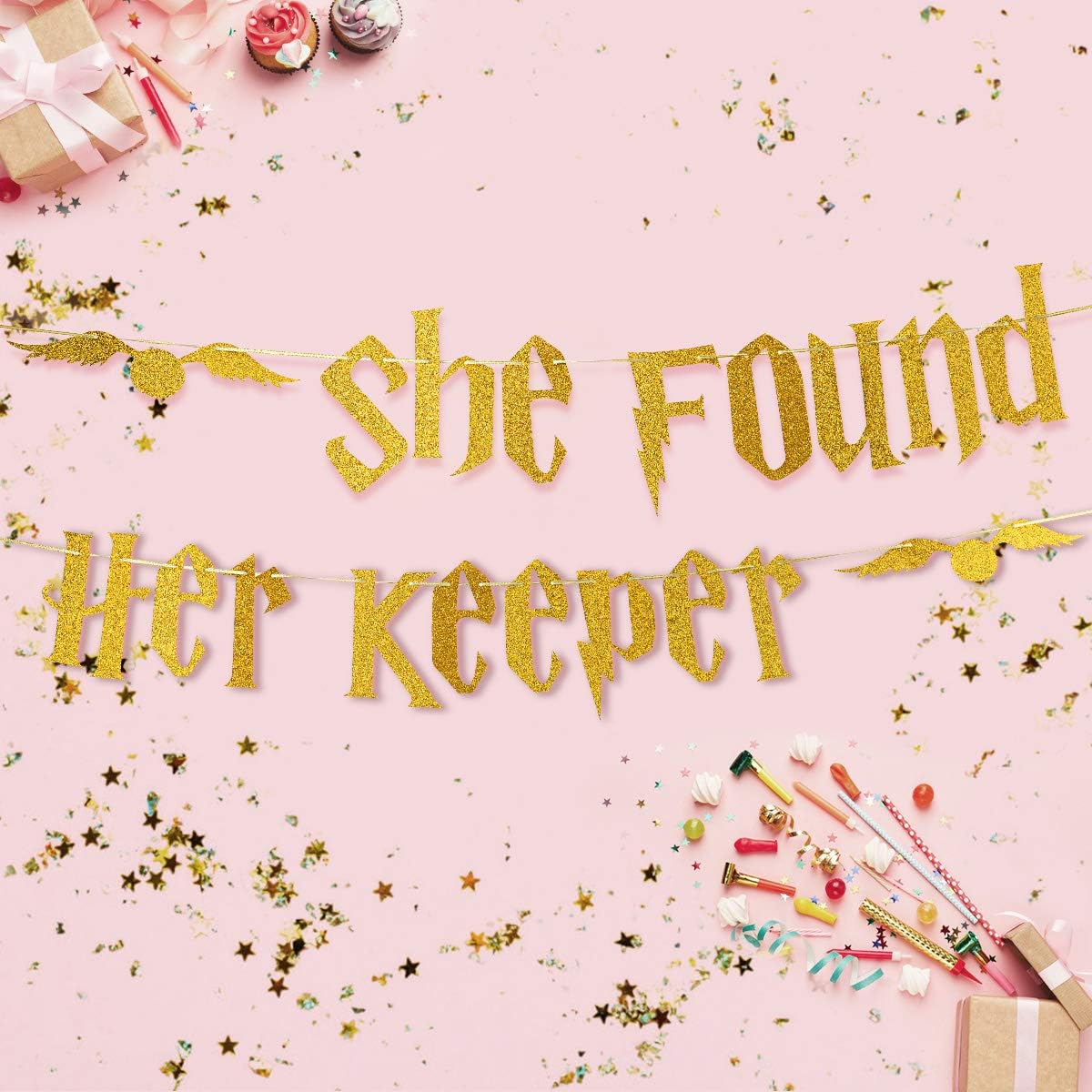 Gold Glitter Bachelorette Party Banner Decorations