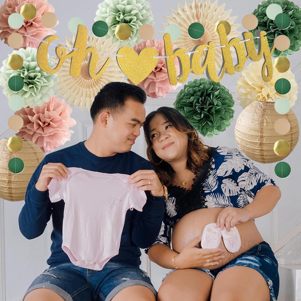 Sage Green and Dusty Pink Baby Shower Decorations