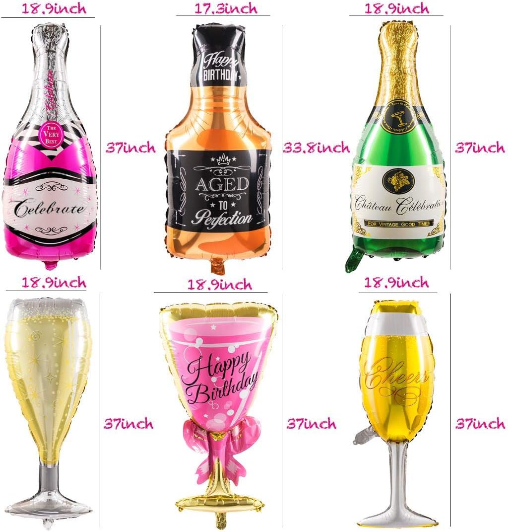 Collect Present Champagne and Wine Balloons Set of 12