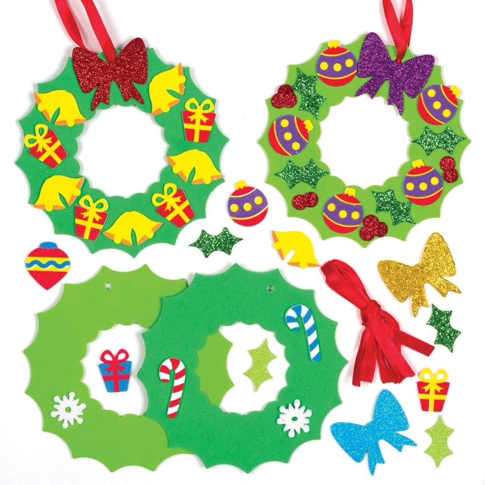 Baker Ross AT303 Christmas Wreath Craft Kits Festive Paper Craft Pack of 8