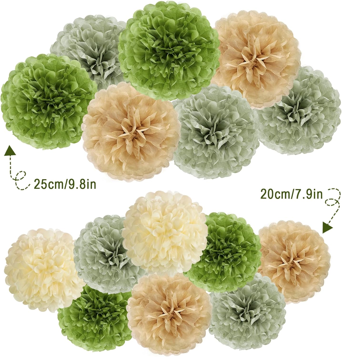 Easy Joy Olive Sage Green Pom Poms Party Decorations