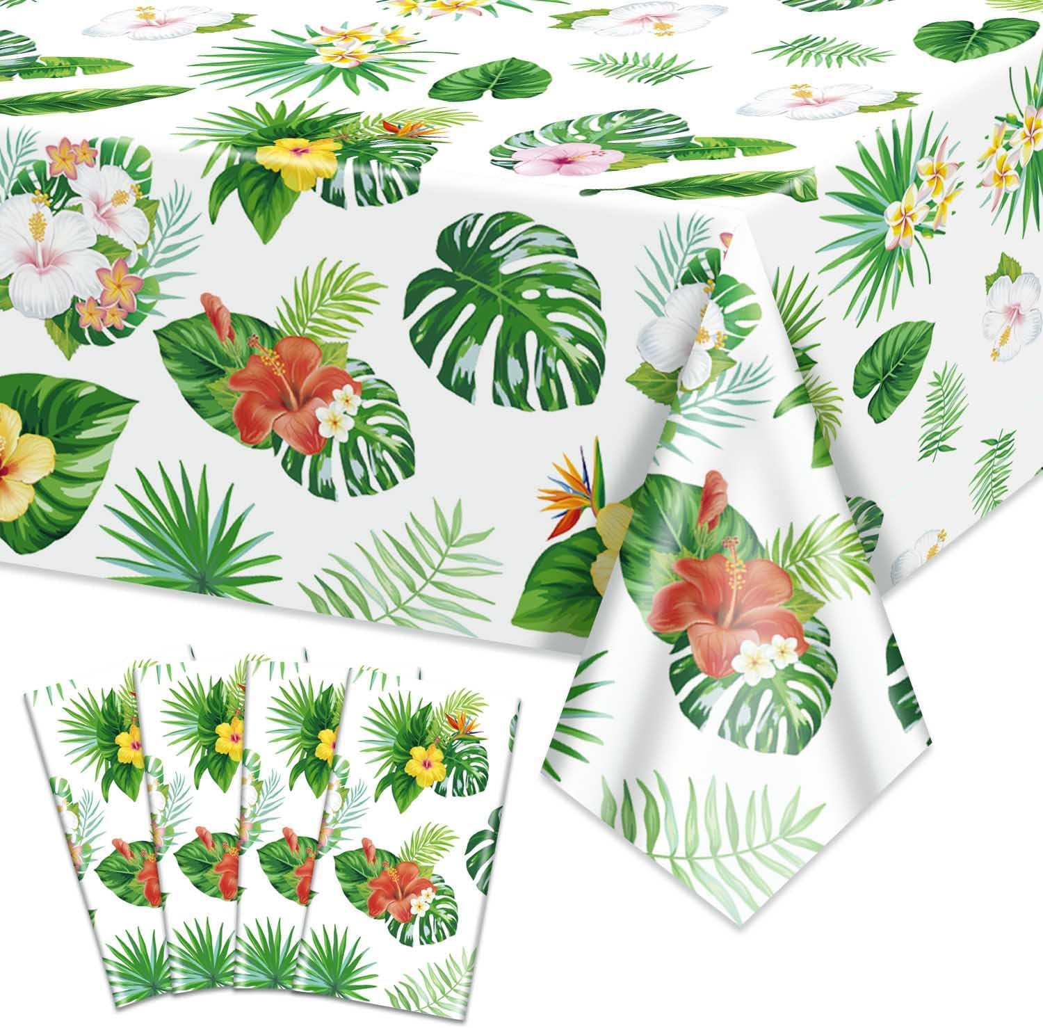 4 Pack Hawaiian Luau Tablecloths for Party Decorations