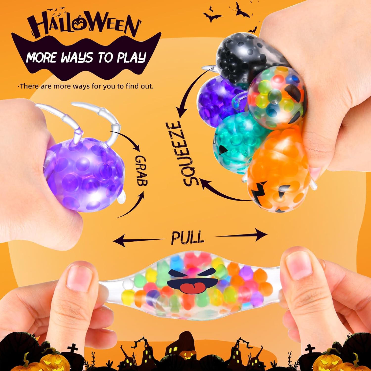 24 Pack Halloween Mini Squeeze Balls Stress Relief Set