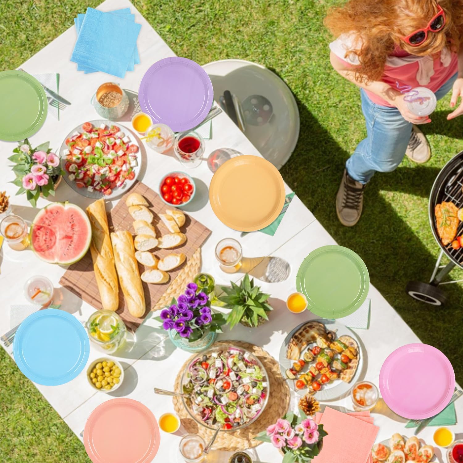 192PCS Rainbow Party Supplies Set for 48 Guests