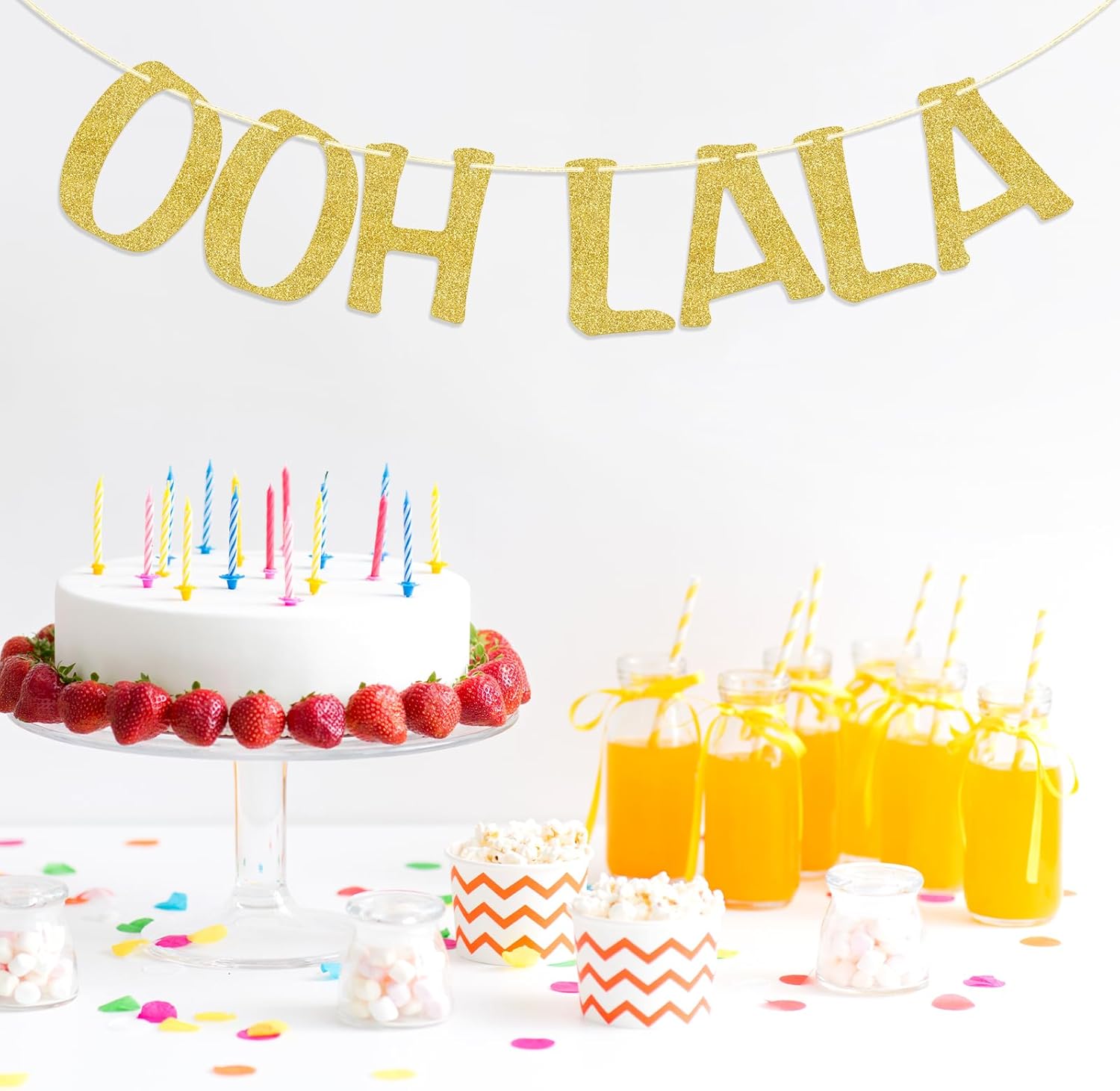 Paris Themed Gold Glitter Banner Decor