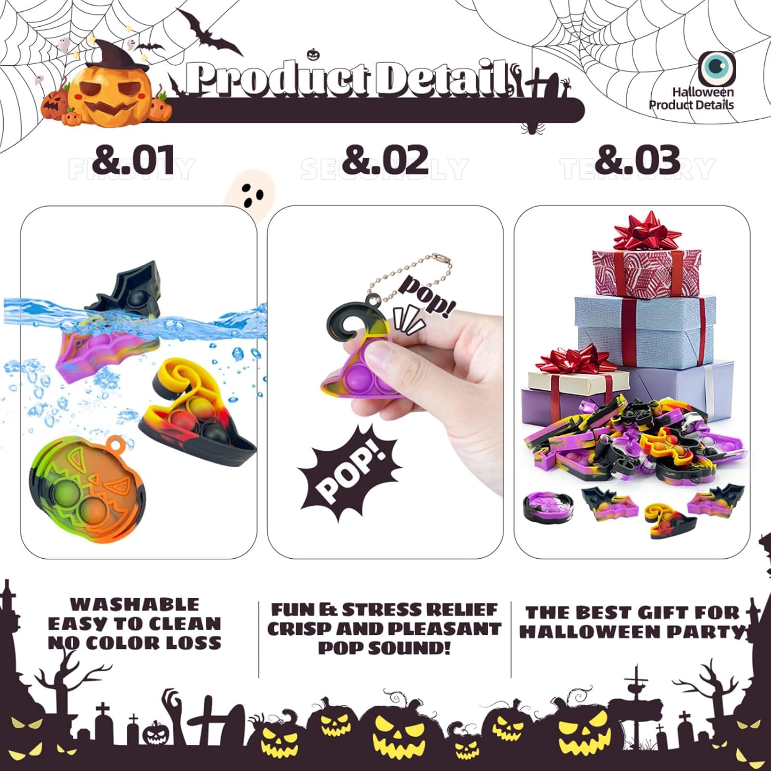ONKULL Halloween Pop Fidget Toys 30 Pack Party Favors