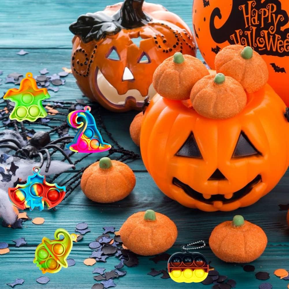 40 Pcs Halloween Pop Keychain Fidget Toy Pack