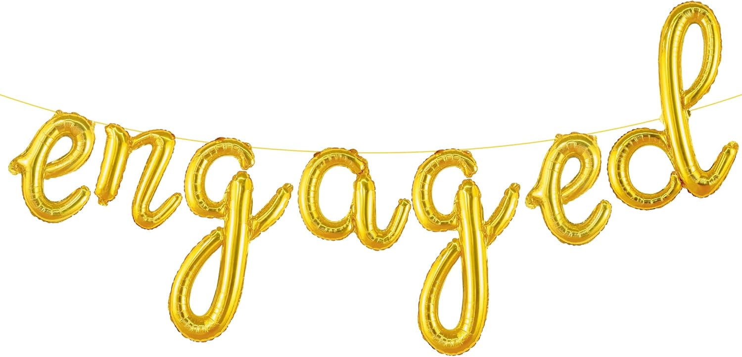 KatchOn Cute Gold Engagement Balloons Letters 10 Feet