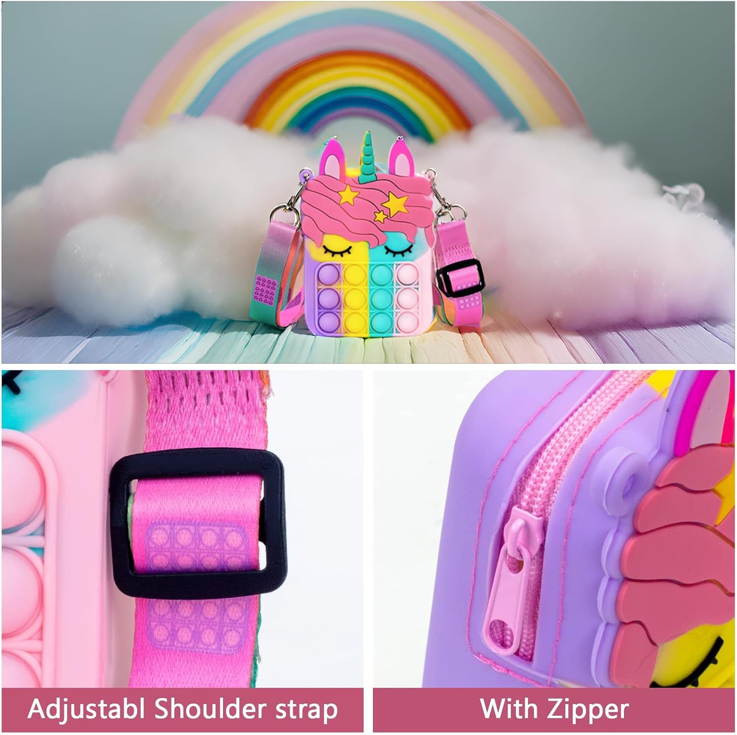 Civan Unicorn Pop It Fidget Toy Bag for Girls