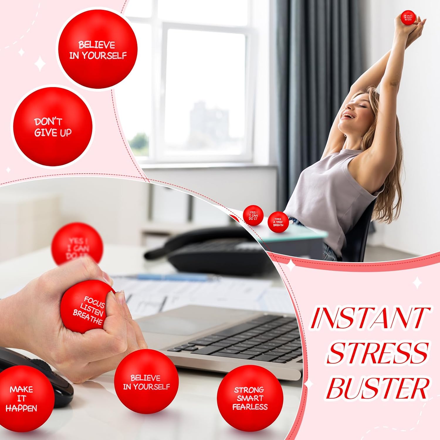 Shappy 72 Pcs Stress Relief Balls with Inspirational Quotes