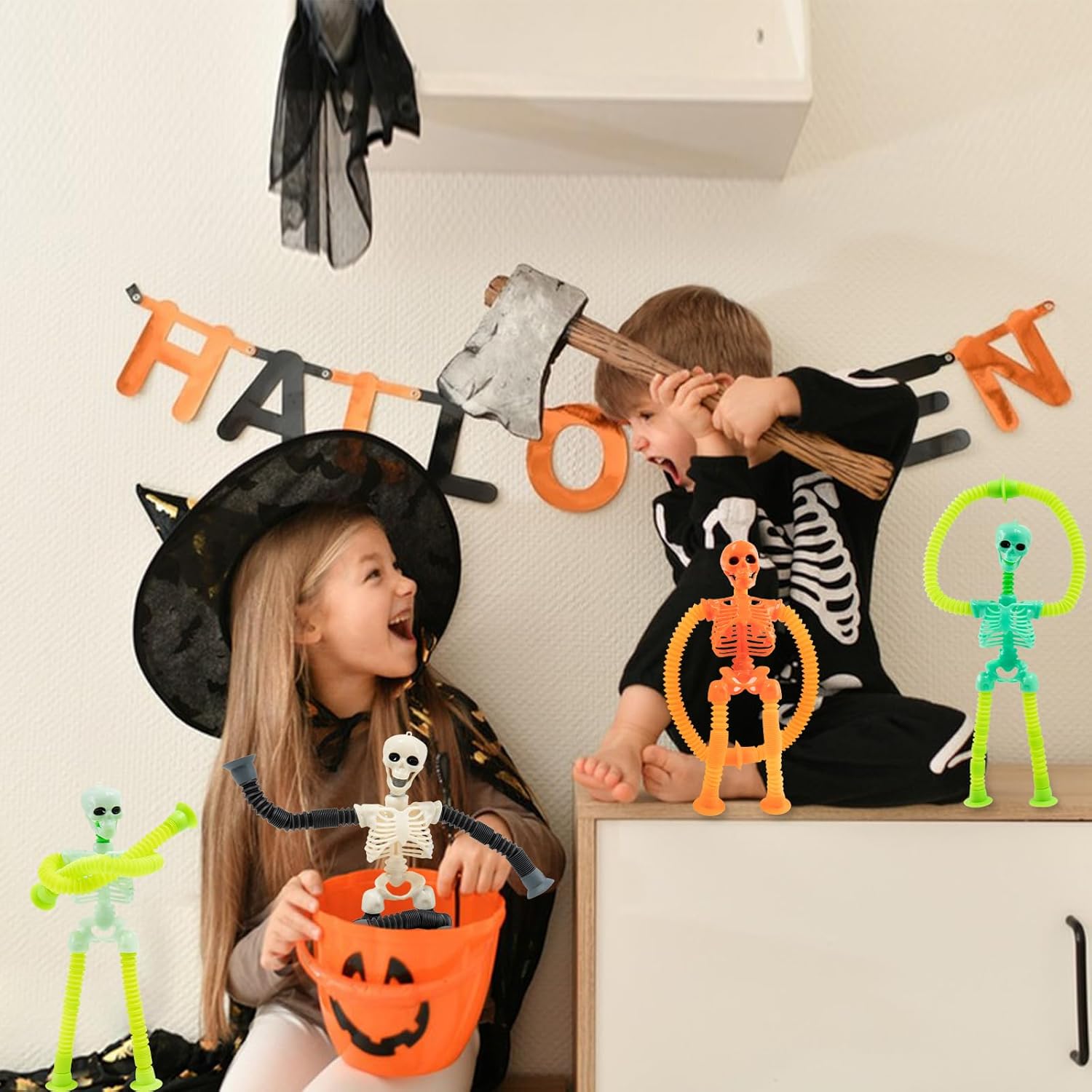 4 Pack Stretchy Skeleton Fidget Toys for Kids