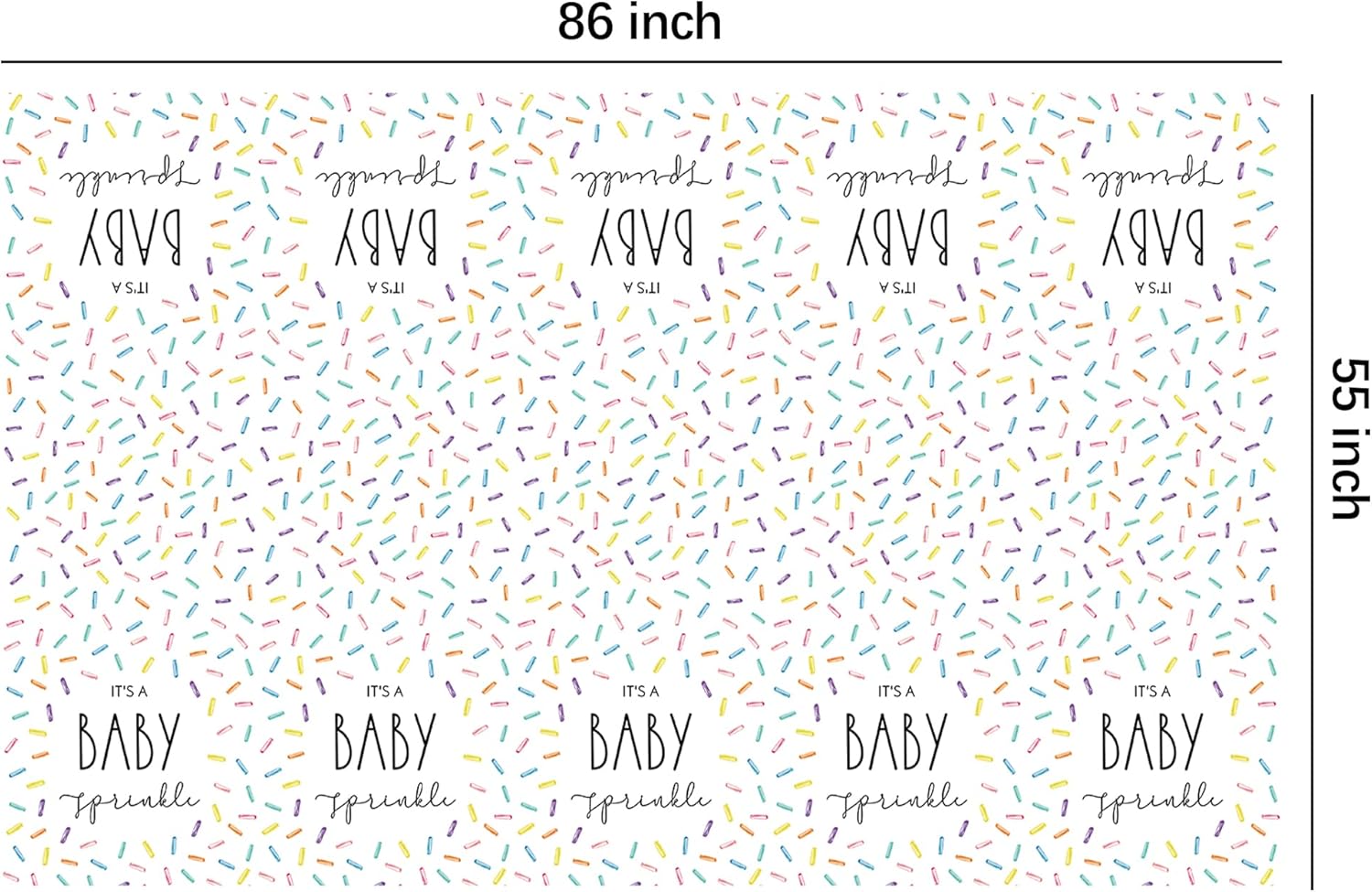 Sprinkle Baby Shower Tablecloth 3 Pack - 86x55in Rainbow Confetti Decor