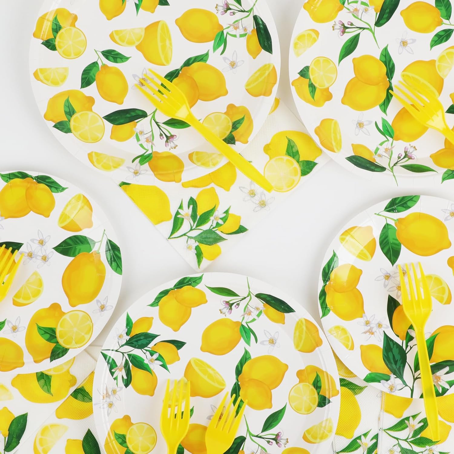 Wiooffen 96 Pcs Lemon Party Tableware Set