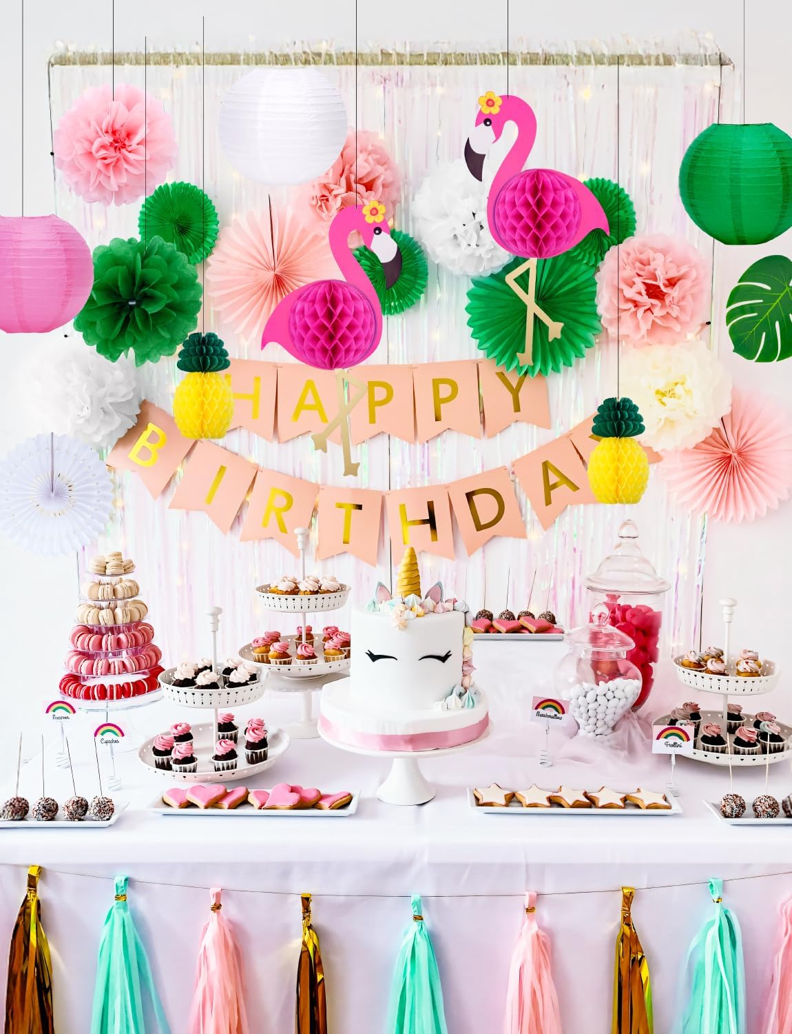 Flamingo Party Decorations Set 16 Pcs Tropical Beach Theme