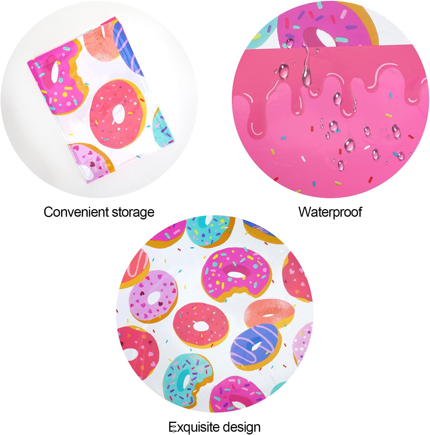 PHOGARY 3 Pack Donut Theme Tablecovers