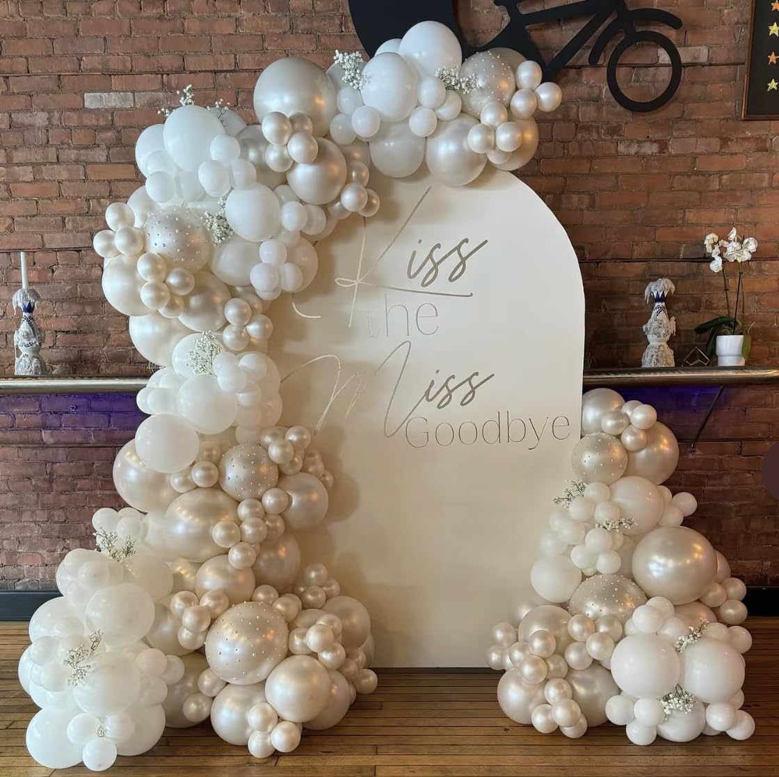 Pearl White Balloon Arch Kit 112pcs for Wedding and Party