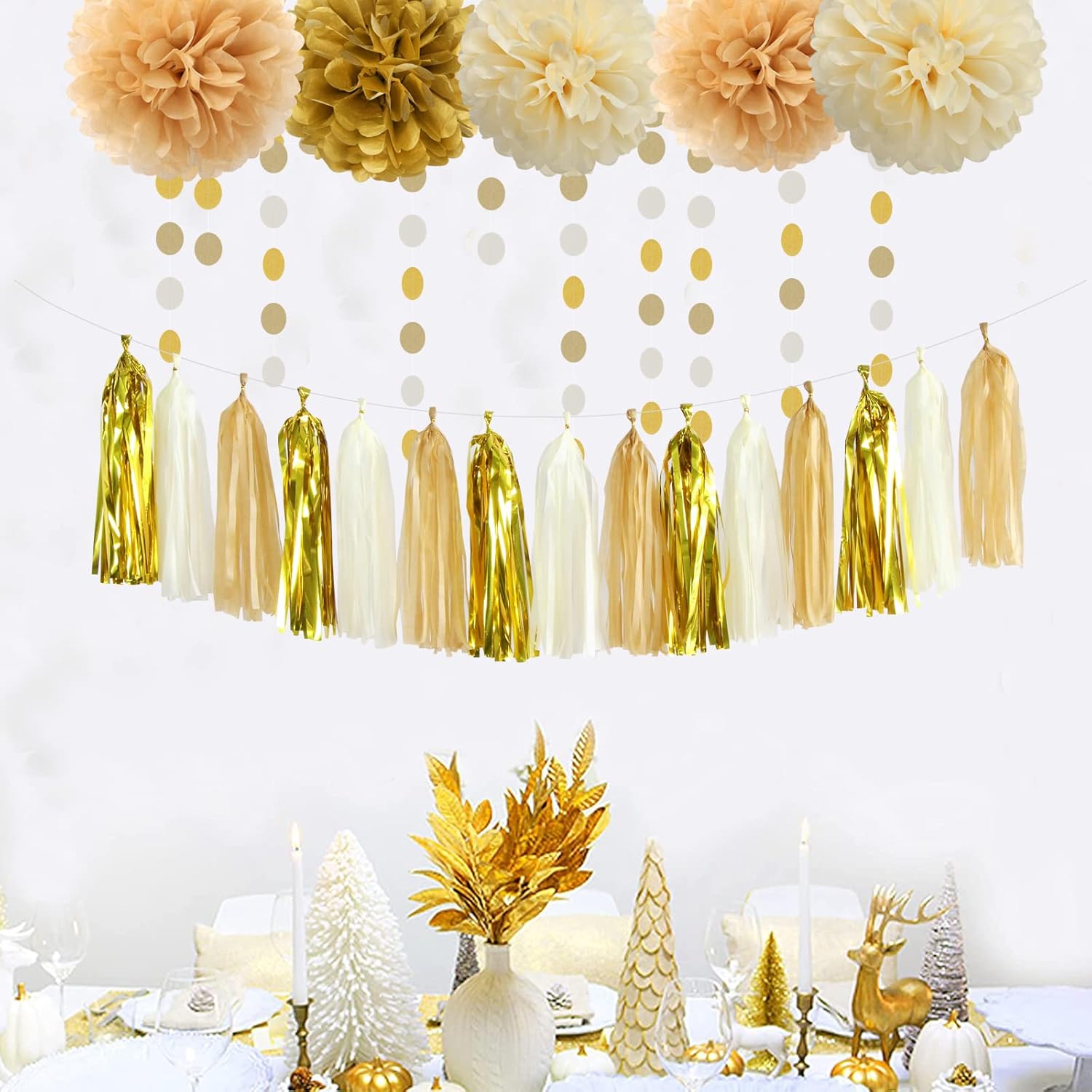 White Gold Champagne Party Decorations 23pcs Set
