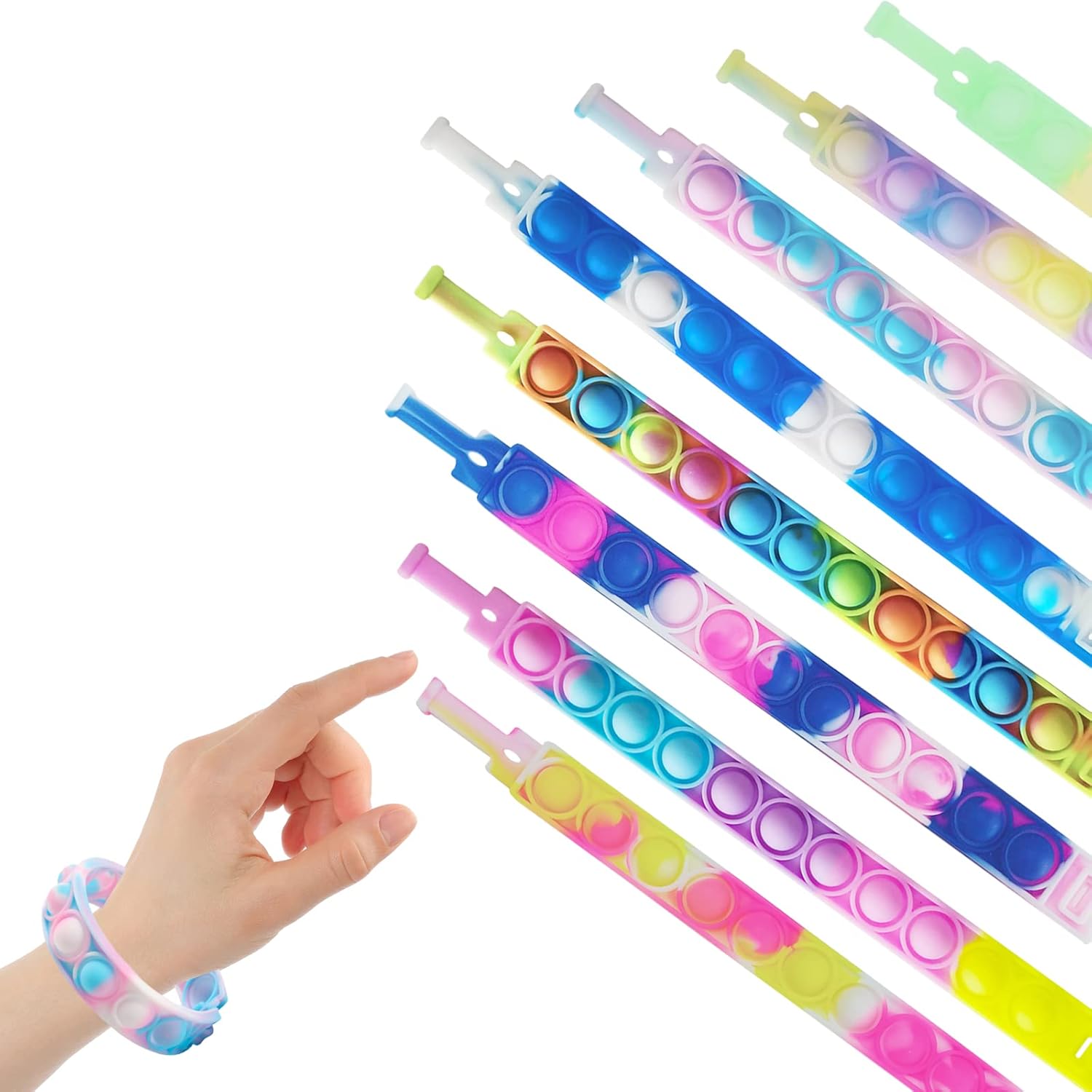 60 Pcs Pop Bubble Wristband Fidget Toy Set
