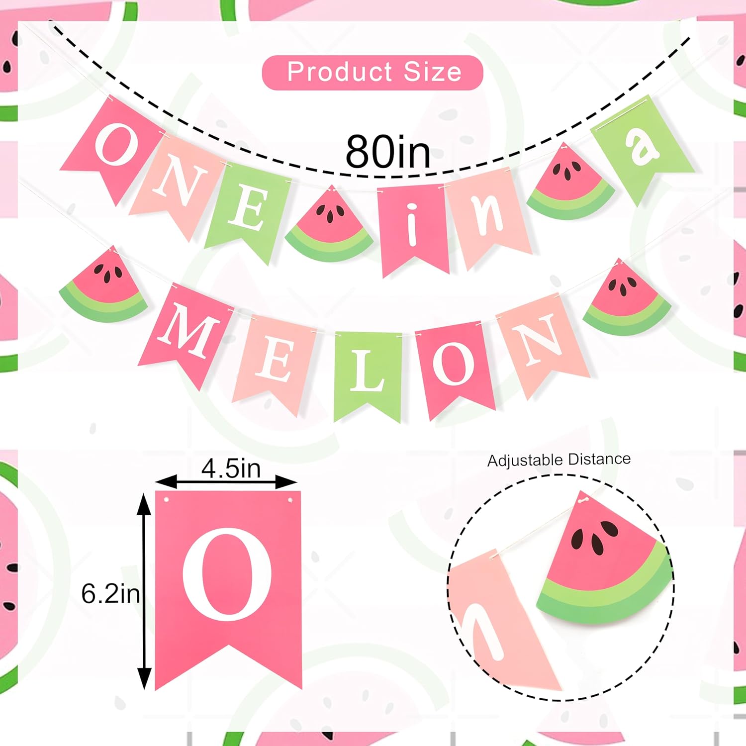 One in a Melon Birthday Banner - Watermelon Party Decoration